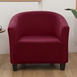 Wine Red Stretch Slipcover for Barrel Chairs