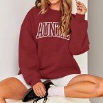 Cool Aunt Printed Wine Sweatshirt for Women