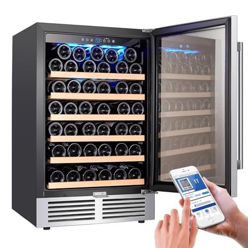 WiFi-Controlled 24-Inch Wine Refrigerator for 52 Bottles