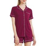 Ultra Soft Bamboo Viscose Pajama Set - Wine Red