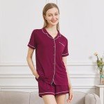 Ultra Soft Bamboo Viscose Pajama Set - Wine Red