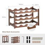 Bamboo 3-Tier Wine Rack for 12 Bottles