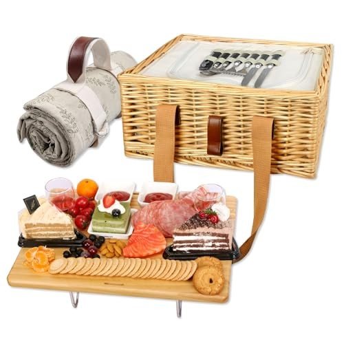 Wicker Picnic Basket Set for Wine Lovers
