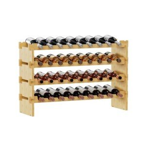 Stackable Bamboo Wine Rack for 36 Bottles