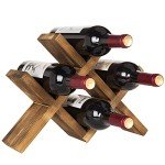 Rustic 4-Bottle Wood Wine Rack for Countertop