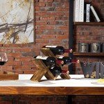 Rustic 4-Bottle Wood Wine Rack for Countertop