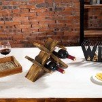 Rustic 4-Bottle Wood Wine Rack for Countertop