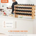 Stackable Bamboo Wine Rack for 36 Bottles