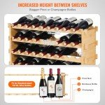 Stackable Bamboo Wine Rack for 36 Bottles