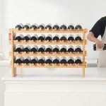Stackable Bamboo Wine Rack for 36 Bottles