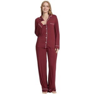 Wine Red Bamboo Pajama Set for Women