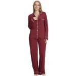 Wine Red Bamboo Pajama Set for Women