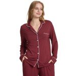 Wine Red Bamboo Pajama Set for Women