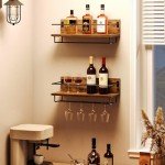 Rustic Wall-Mounted Wine Rack Shelf Set