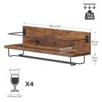 Rustic Wall-Mounted Wine Rack Shelf Set