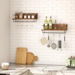 Rustic Wall-Mounted Wine Rack Shelf Set
