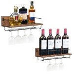 Rustic Wall-Mounted Wine Rack Shelf Set