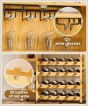 Elegant Bamboo Wine Bar Cabinet with Storage Shelves