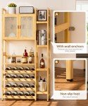 Elegant Bamboo Wine Bar Cabinet with Storage Shelves