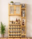 Elegant Bamboo Wine Bar Cabinet with Storage Shelves
