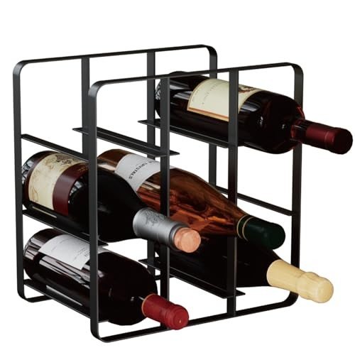 9-Bottle Freestanding Metal Wine Rack - Black
