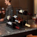 9-Bottle Freestanding Metal Wine Rack - Black