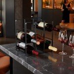 9-Bottle Freestanding Metal Wine Rack - Black