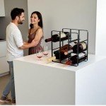 9-Bottle Freestanding Metal Wine Rack - Black