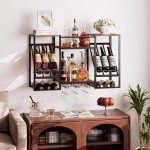 Rustic 3-Tier Wall Wine Rack with Glass Holder