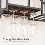 Rustic 3-Tier Wall Wine Rack with Glass Holder