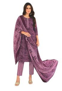 Elegant Wine Colored Cotton Salwar Kameez Set