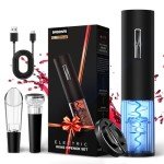 Electric Wine Opener Set with Blue LED Indicator