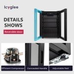 Icyglee 100 Can Mini Beverage Cooler with Glass Door