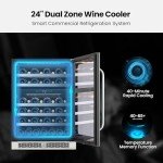 24" Dual Zone Wine Fridge Cooler - 46 Bottles