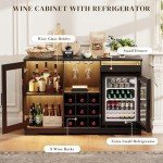 Stylish Black Wine Bar Cabinet with Fridge and LED