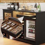 Stylish Black Wine Bar Cabinet with Fridge and LED