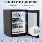 Stylish Black Wine Bar Cabinet with Fridge and LED