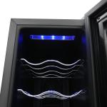 12-Bottle Black Wine Cooler Fridge for Champagne