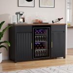 Stylish Mini Fridge Cabinet with Wine Storage