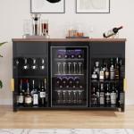 Stylish Mini Fridge Cabinet with Wine Storage