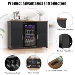Stylish Mini Fridge Cabinet with Wine Storage