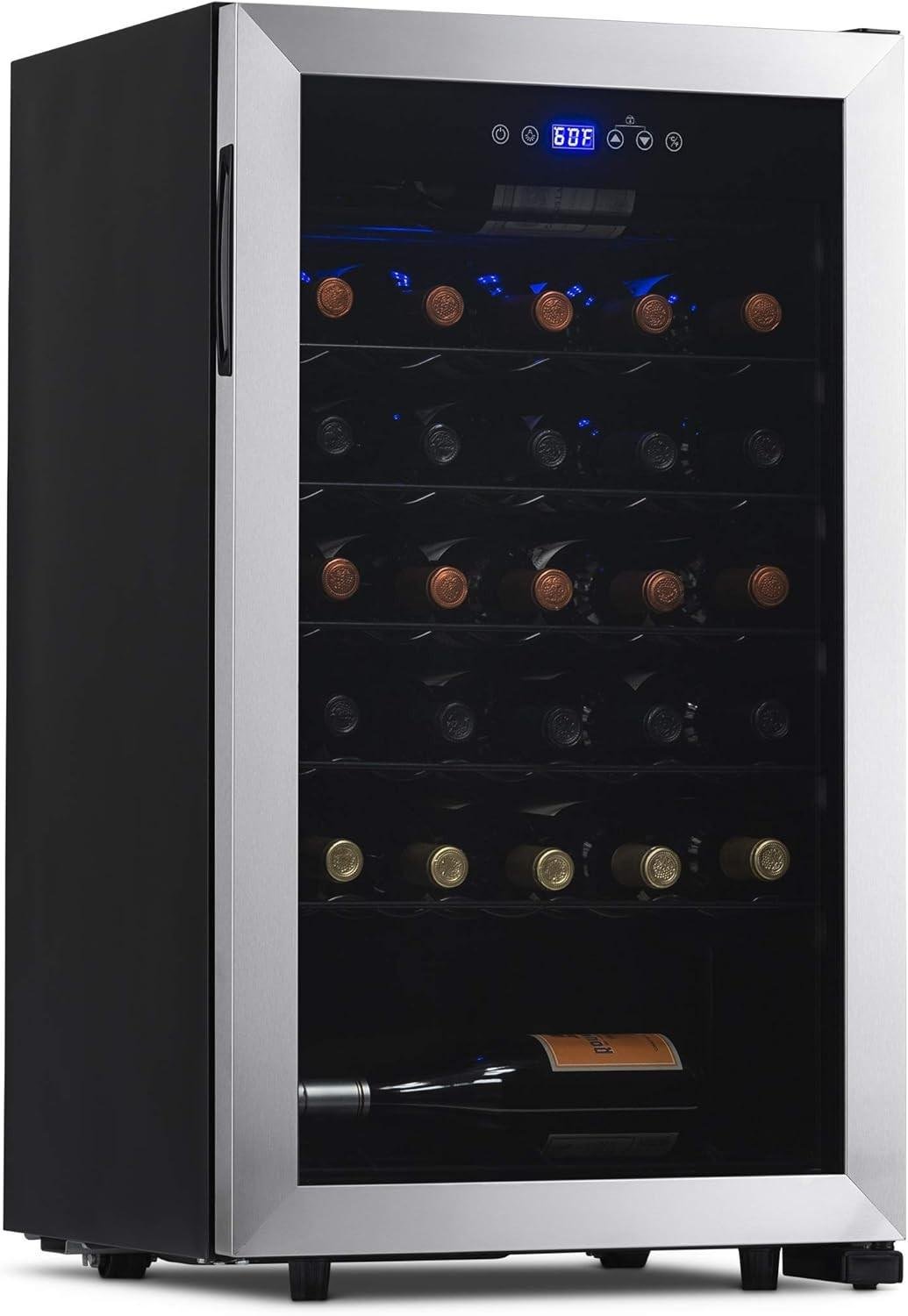 33-Bottle Stainless Steel Wine Cooler Refrigerator