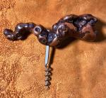 Vintage Burl Wood Corkscrew Wine Bottle Opener