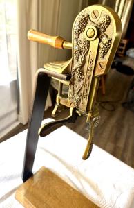 Vintage Brass Wine Bottle Opener with Wood Stand