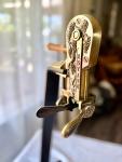 Vintage Brass Wine Bottle Opener with Wood Stand