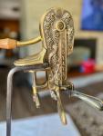 Vintage Brass Wine Bottle Opener with Wood Stand