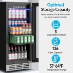 Feelfunn 126-Can Beverage Cooler with Glass Door
