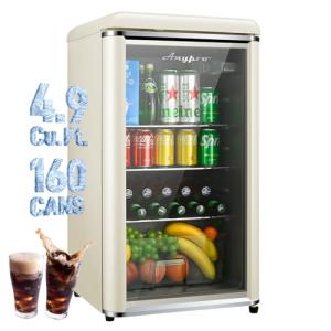 Retro Mini Beverage Cooler with Glass Door