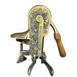 Ornate Brass Wine Bottle Opener with Wood Handle