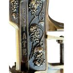 Ornate Brass Wine Bottle Opener with Wood Handle